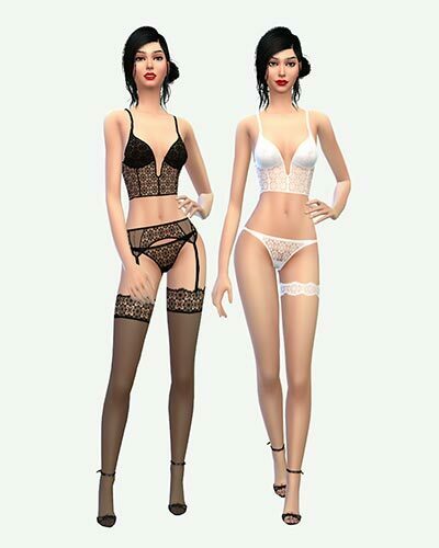 The sims 4 cc Bralette, Thong Panties and Hold-up Stockings