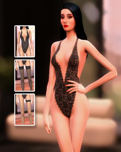 The Sims 4 Lace Teddy Lingerie CC