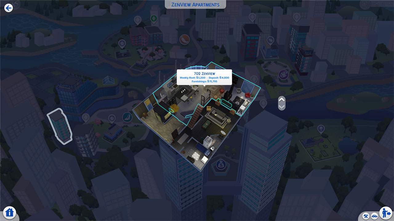 The sims 4 Apartment 702 ZenView location