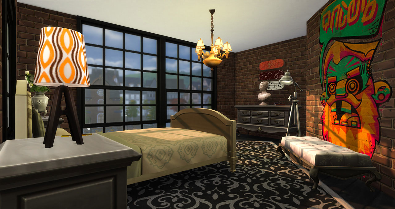 The sims 4 old brick house bedroom