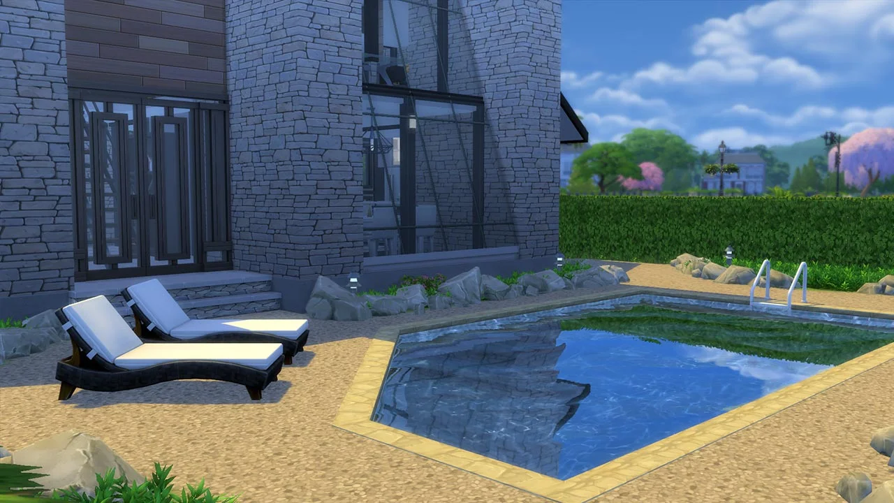 The sims 4 modern villa back yard