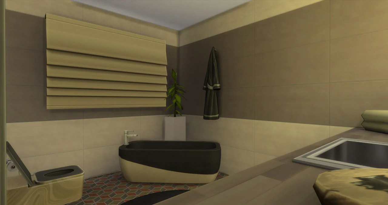 The sims 4 small modern brick house bathroom