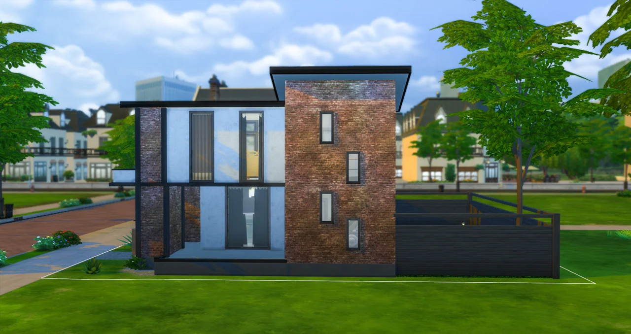 The sims 4 small modern brick house