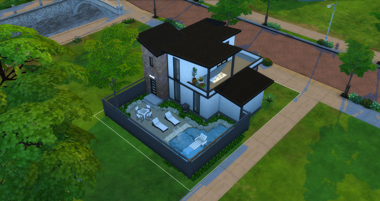 The sims 4 small modern brick house