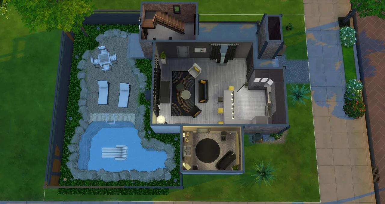 The sims 4 small modern brick house 1st floor