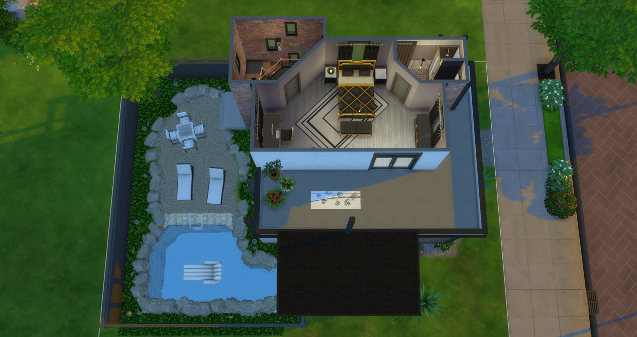 The sims 4 small modern brick house 2nd floor