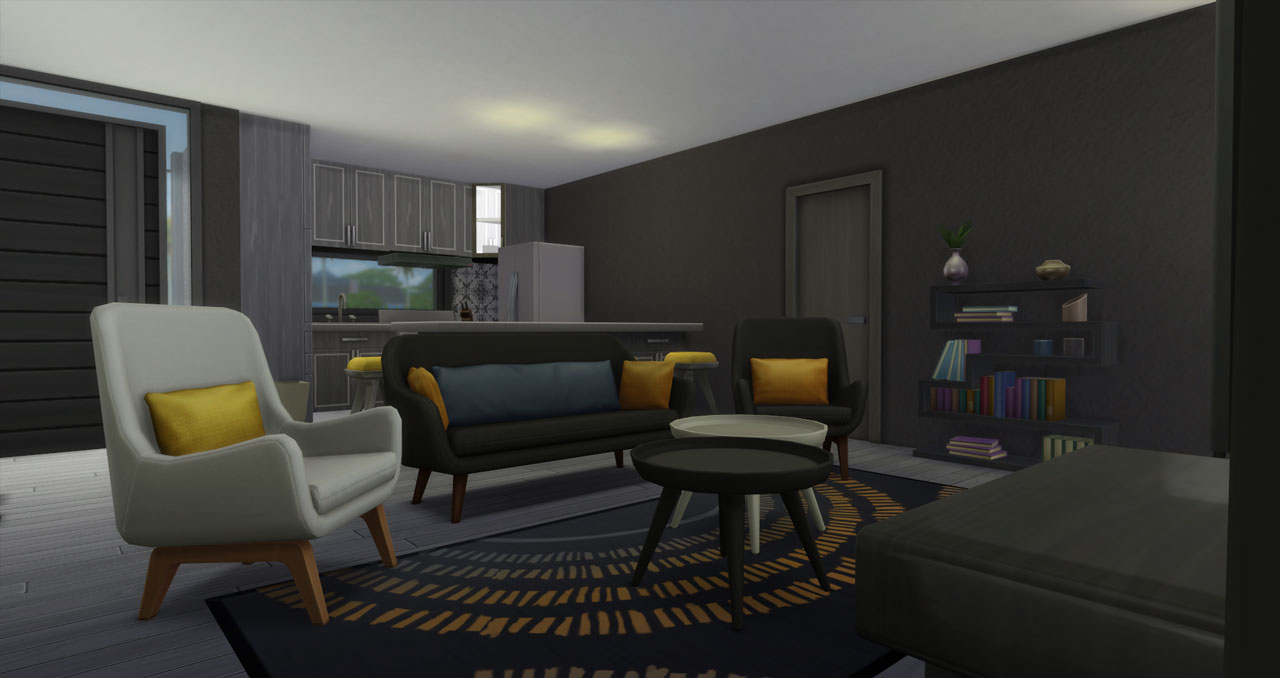 The sims 4 small modern brick house living room