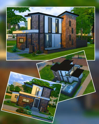 The sims 4 small modern brick house