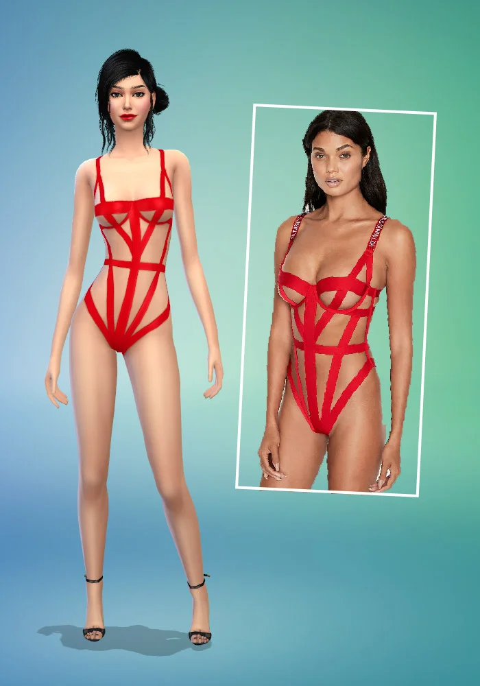 The Sims 4 CC Victorias Secret Bondage Teddy