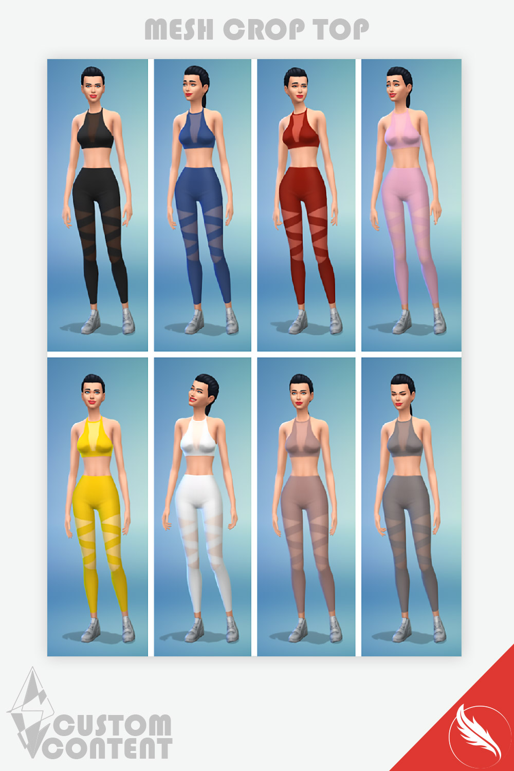 The Sims 4 CC Sportswear Mesh Crop Top