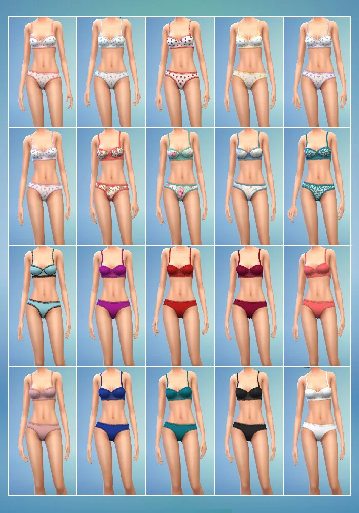 The sims 4 cc lingerie set bra and panty colors