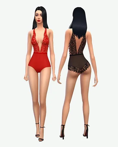 The sims 4 cc lingerie teddy red and black
