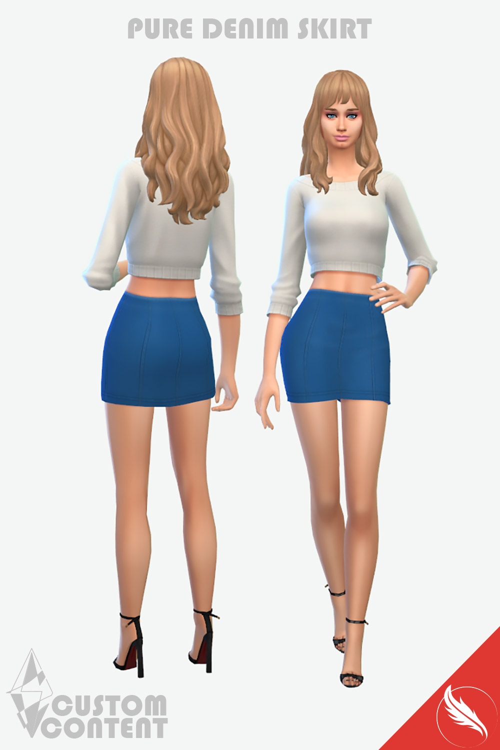 The Sims 4 CC Denim Mini Skirt