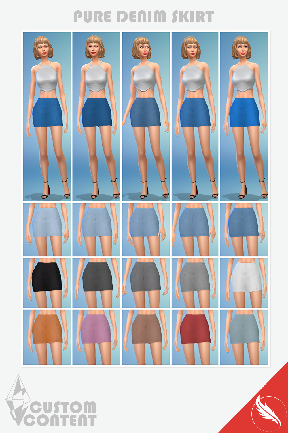 The Sims 4 CC Denim Mini Skirt