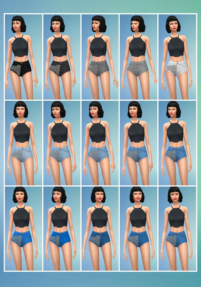 The Sims 4 Rivet Denim Shorts colors