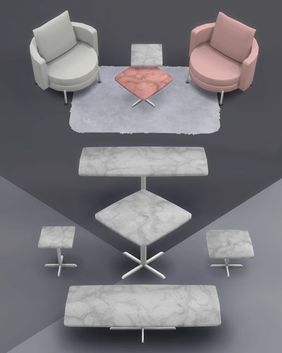 The Sims 4 CC Furniture Marble Table Set