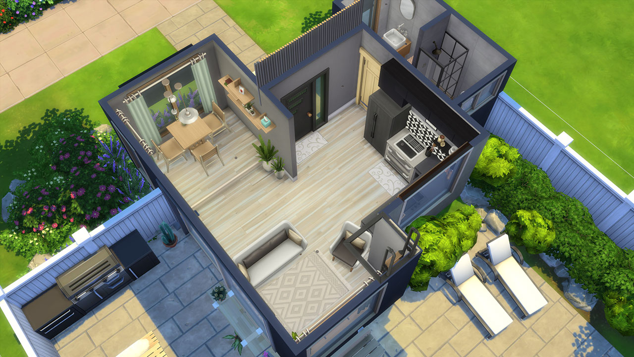 The sims 4 modern tiny house first floor