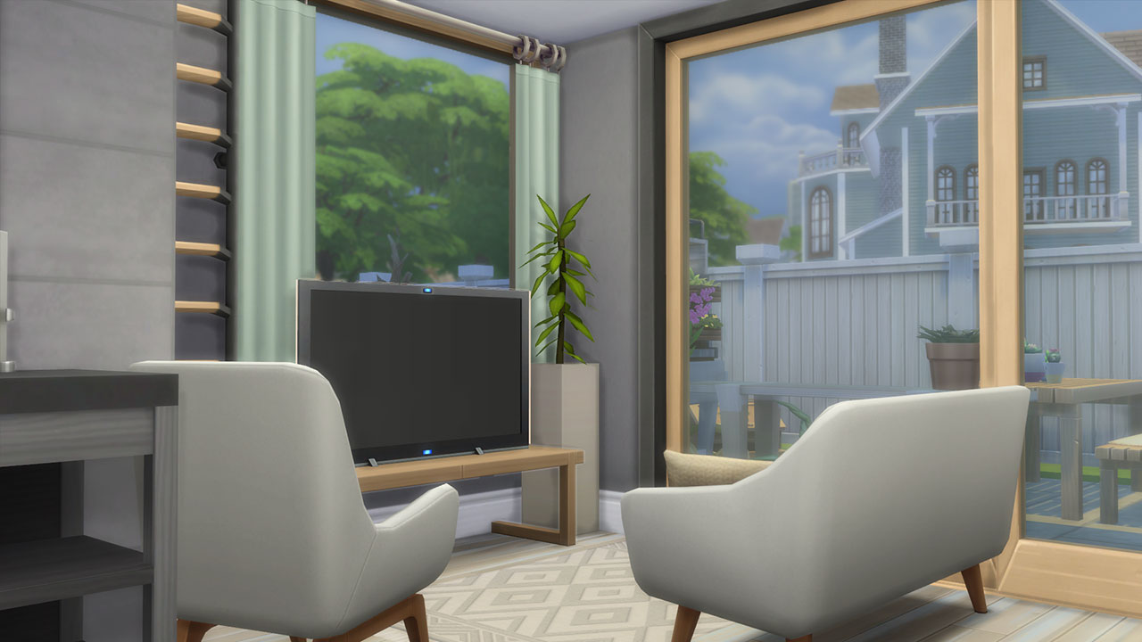 The sims 4 modern tiny house livingroom