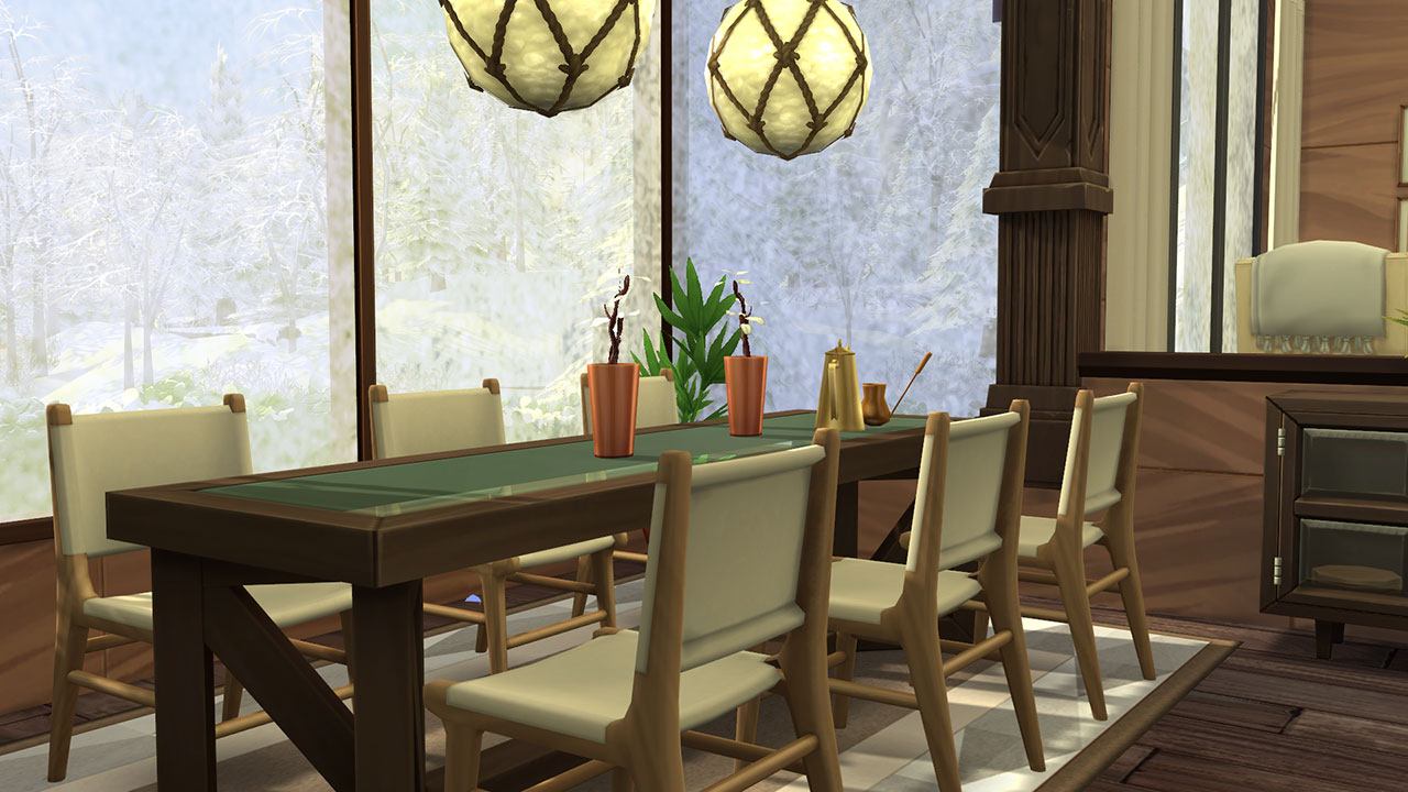 The sims 4 winter chalet dining area
