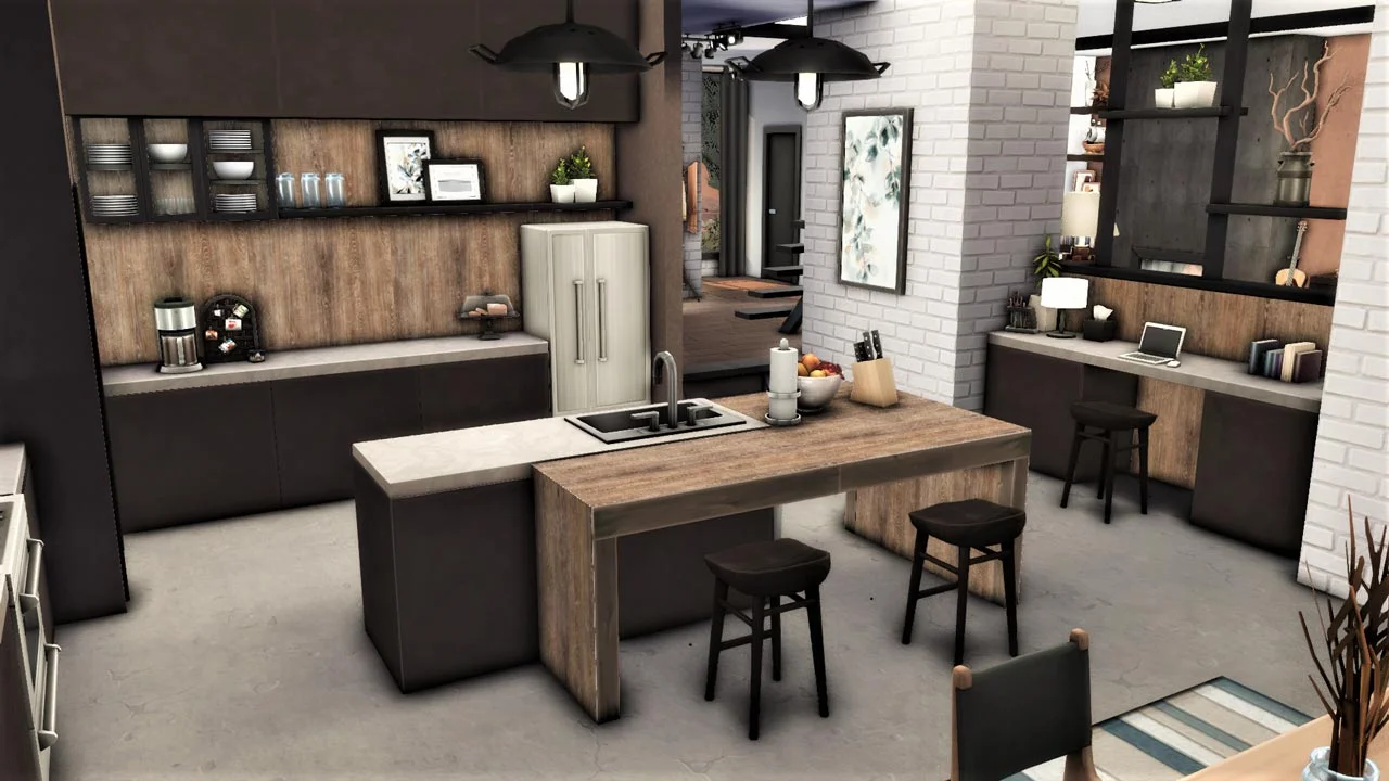 The sims 4 Base Game Earthy Modern House Kitchen