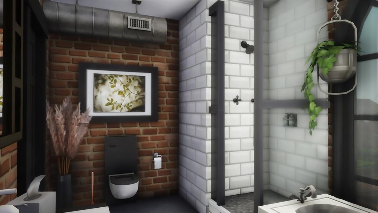 The Sims 4 Converted Fire Station bathroom