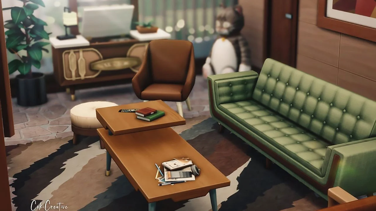 The Sims 4 Eco-Friendly Midcentury Livingroom