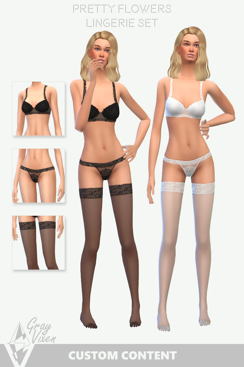 The Sims 4 Lingerie Set Lace Panty and Bra