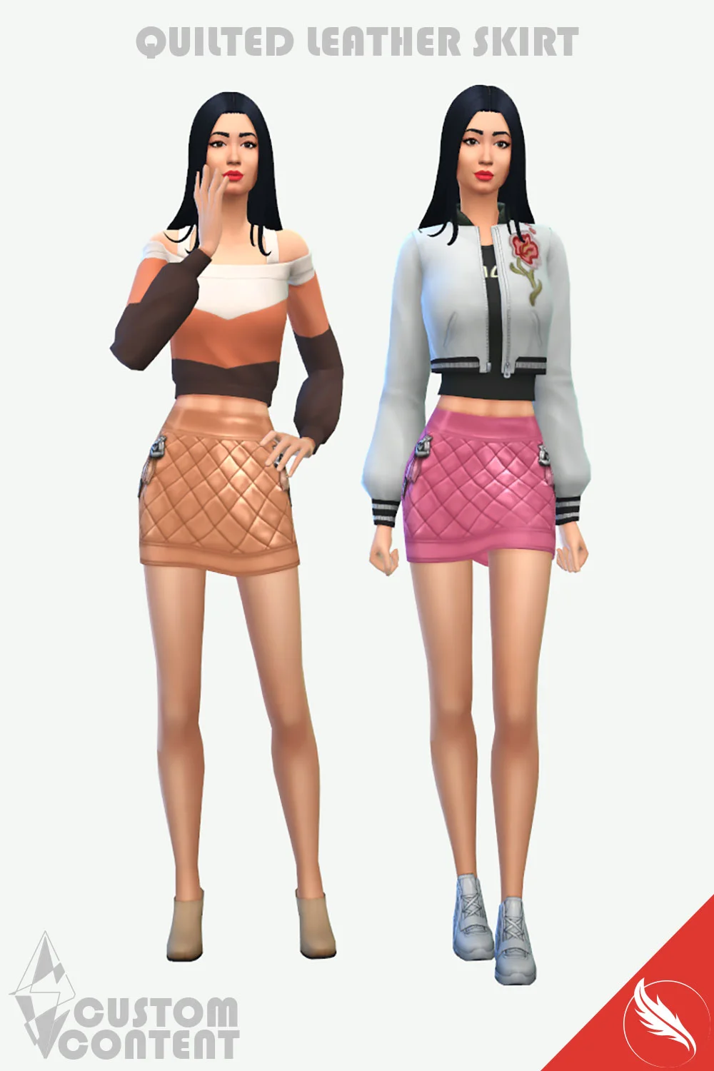 The Sims 4 Quilted Leather Skirt