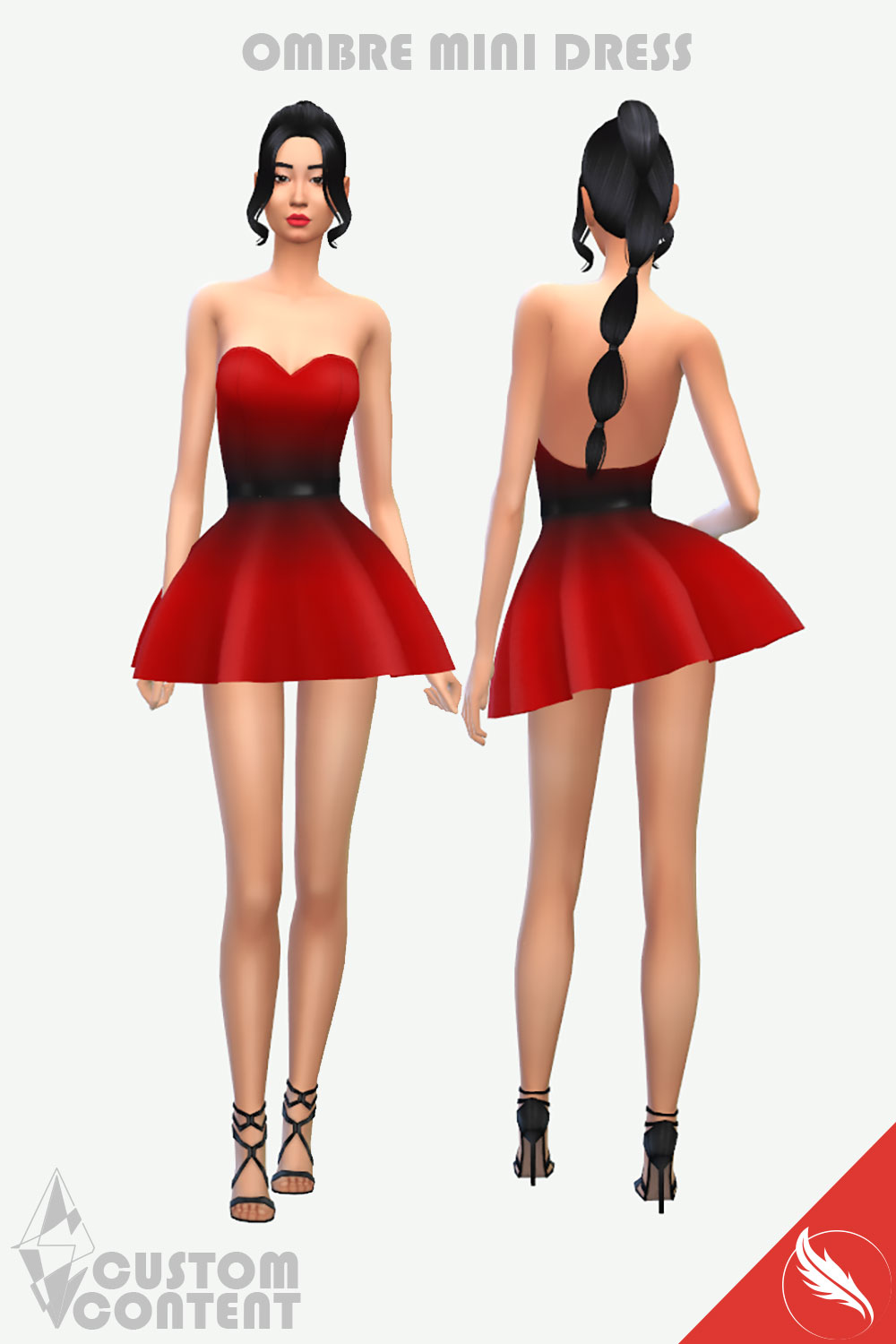 The Sims 4 Ombre Mini Strapless Dress