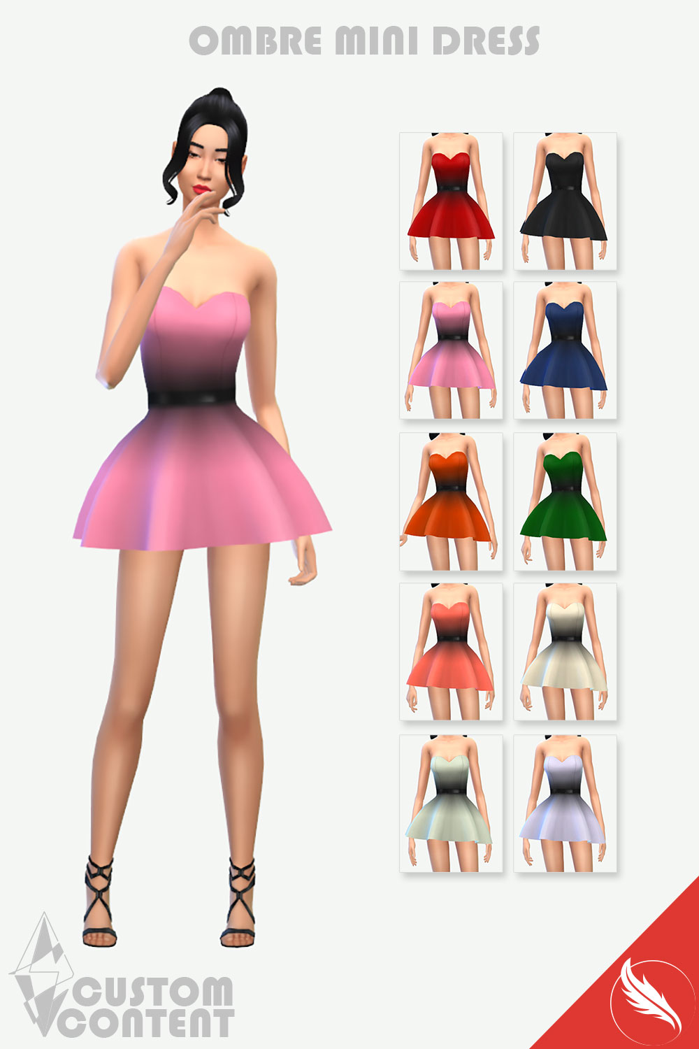 The Sims 4 Ombre Strapless Mini Dress