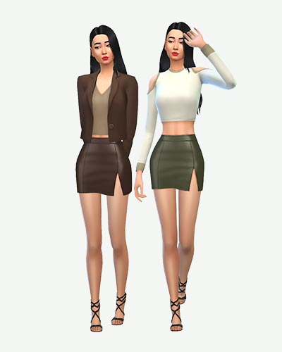 Sims 4 Slit Leather Mini Skirt