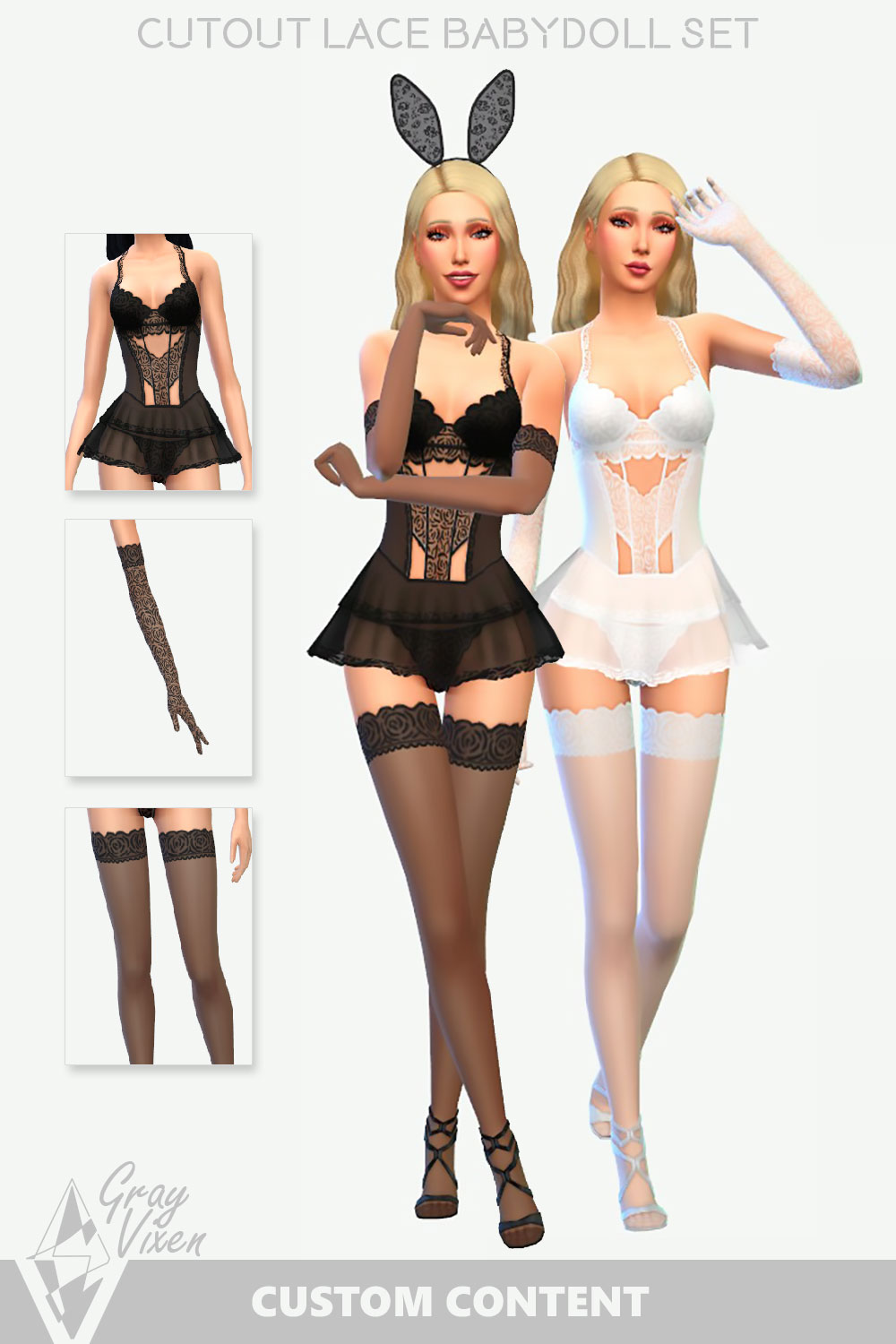 The Sims 4 Cutout Lace Babydoll Set Custom Content