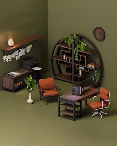 The Sims 4 CC Rustic Office Set