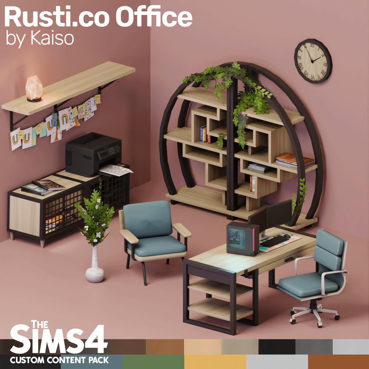 The Sims 4 Rustic Office Set CC
