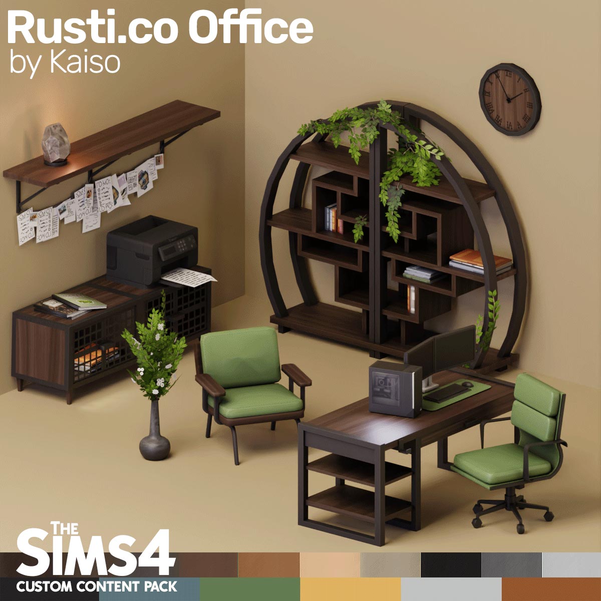The Sims 4 Rustic Office Set CC