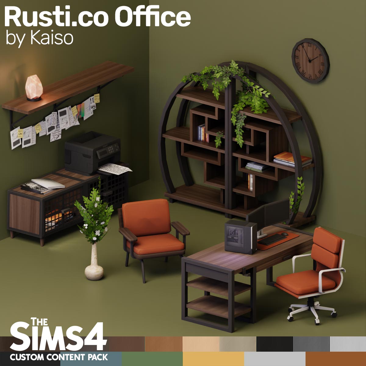 The Sims 4 CC Rustic Office Set