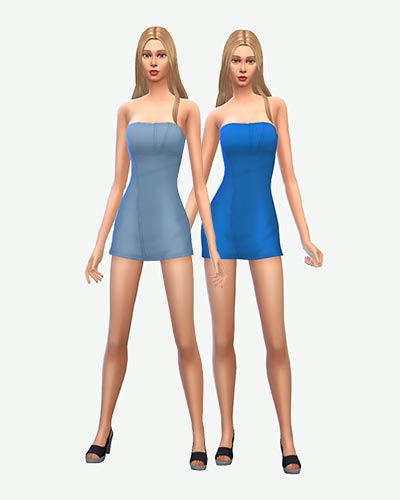 The Sims 4 Strapless Denim Dress