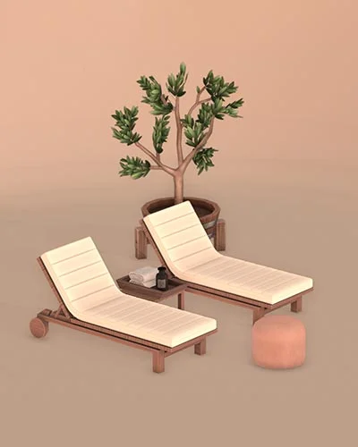 The Sims 4 CC outdoor pool lounge set