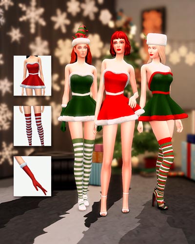 The Sims 4 Christmas Dress Set Custom Content