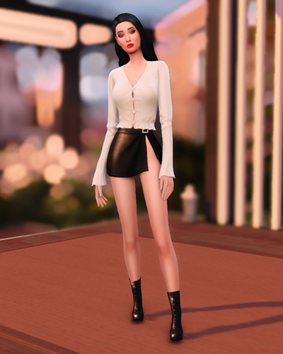 The Sims 4 Thigh Slit Mini Skirt CC