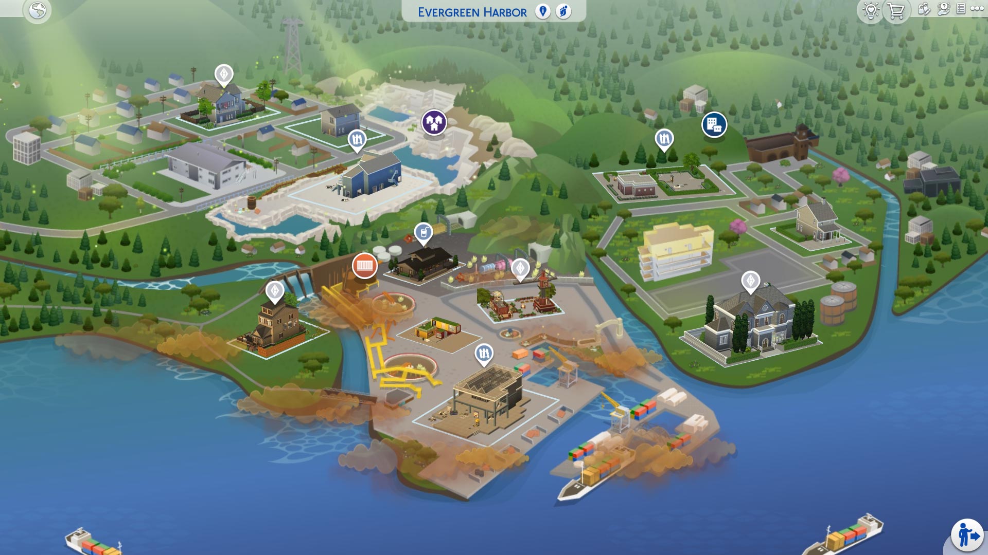 The Sims 4 Eco Lifestyle Evergreen Harbor map